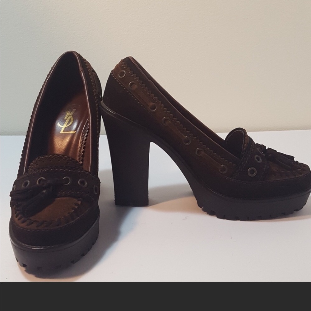 Authentic YSL Moccasin Heels with Tassel